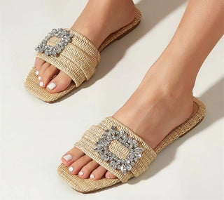 Rhinestone Slippers with Glitter - Mabel Love Co - Sandals