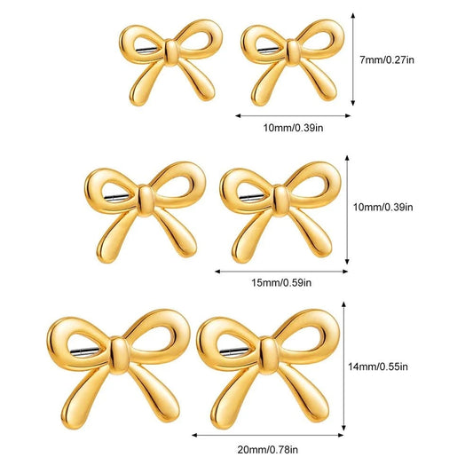 Size details of Gold Ribbon Stud Earrings