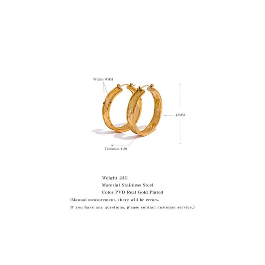Gold Ripple Hoop Earrings - Size Details