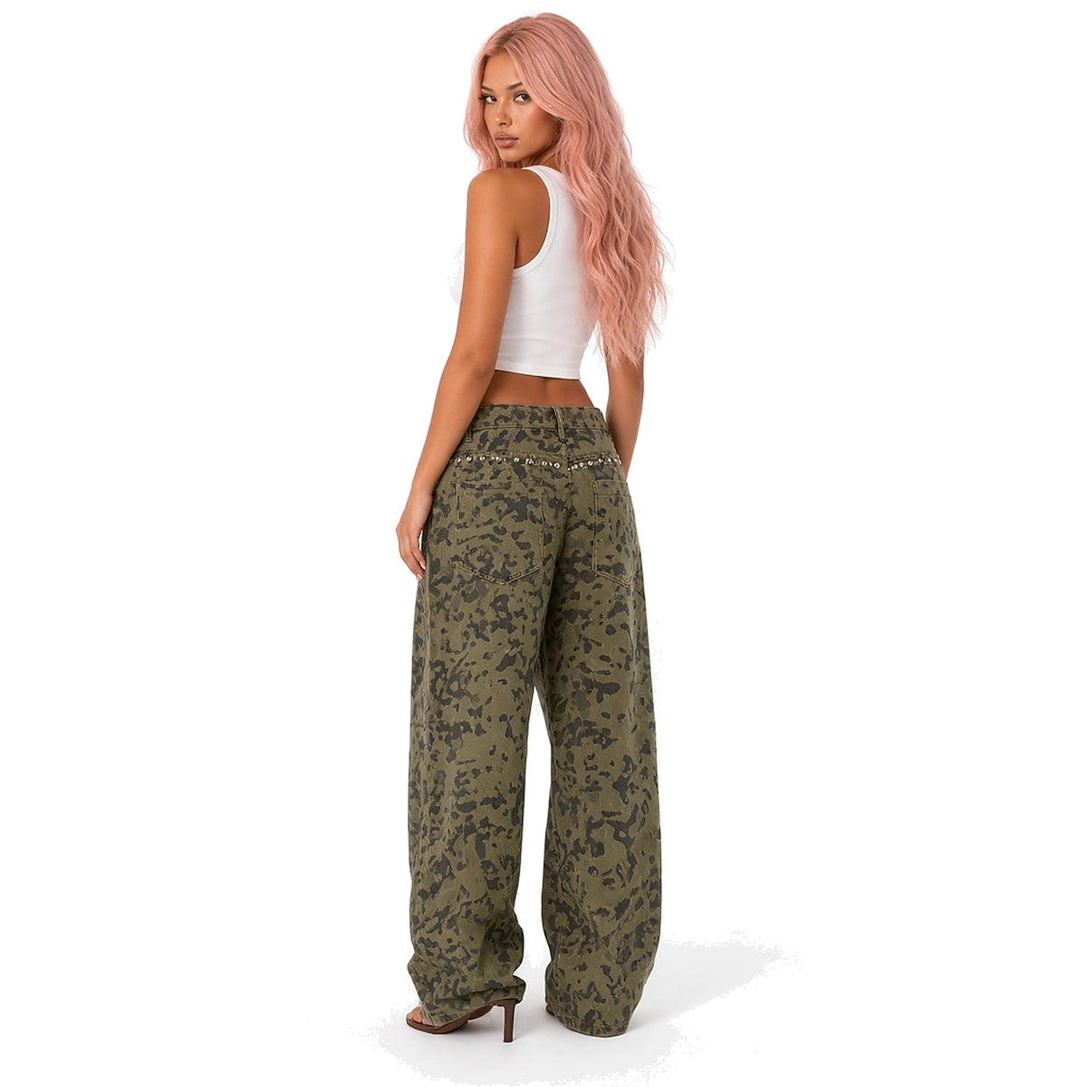 Rivet Olive Camo Jeans — back