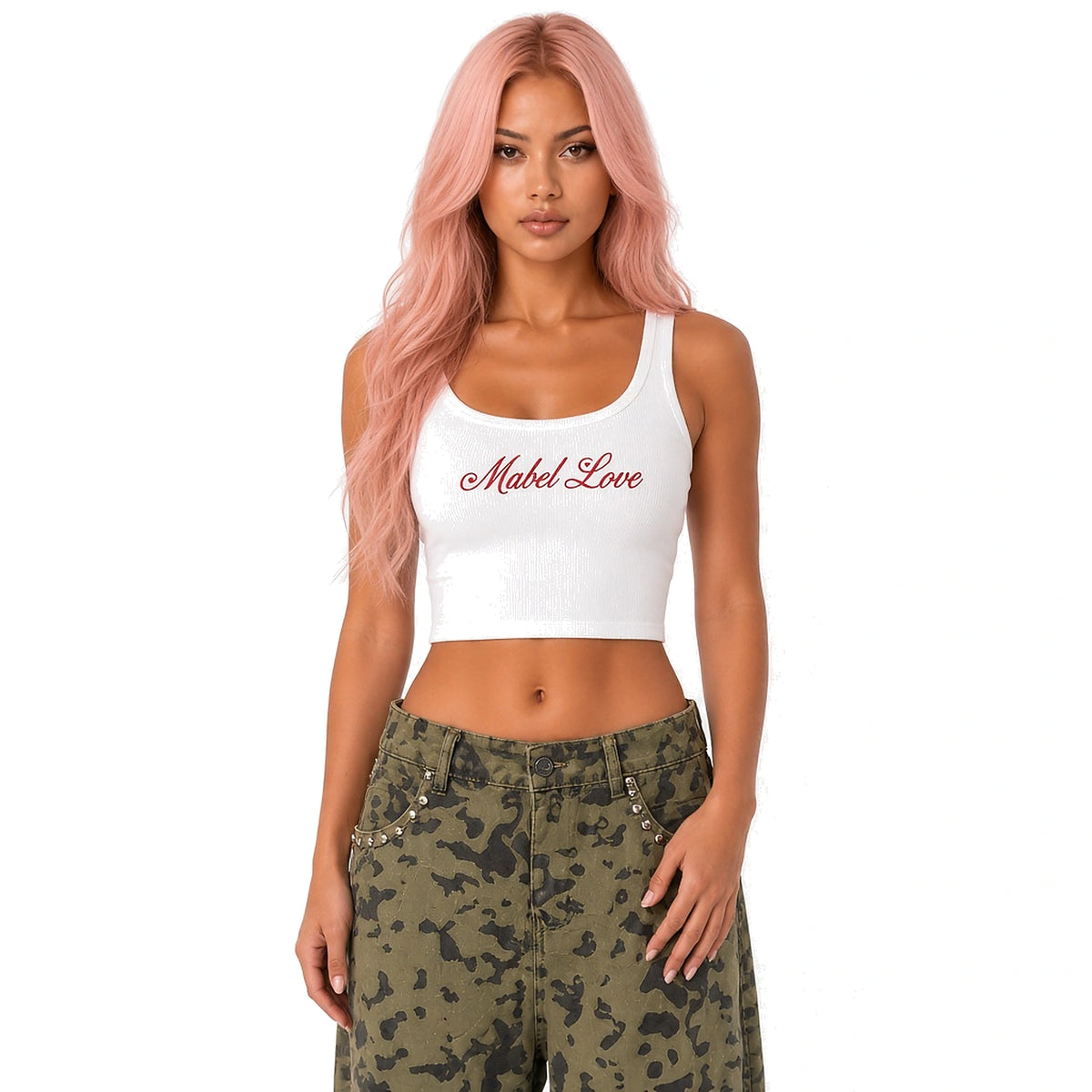 Rivet Olive Camo Jeans — close-up