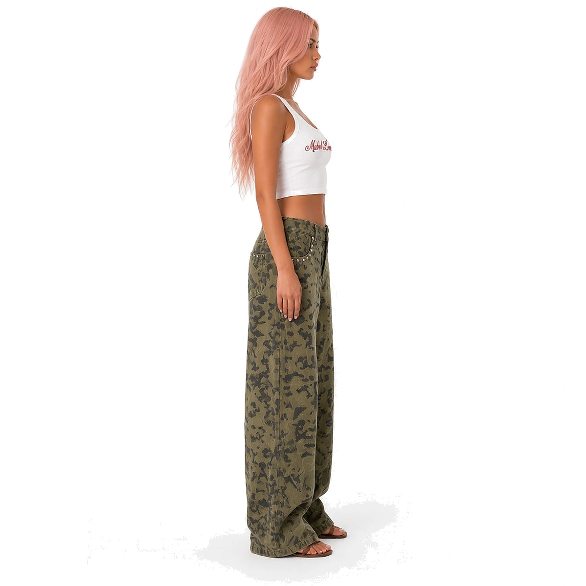 Rivet Olive Camo Jeans — side