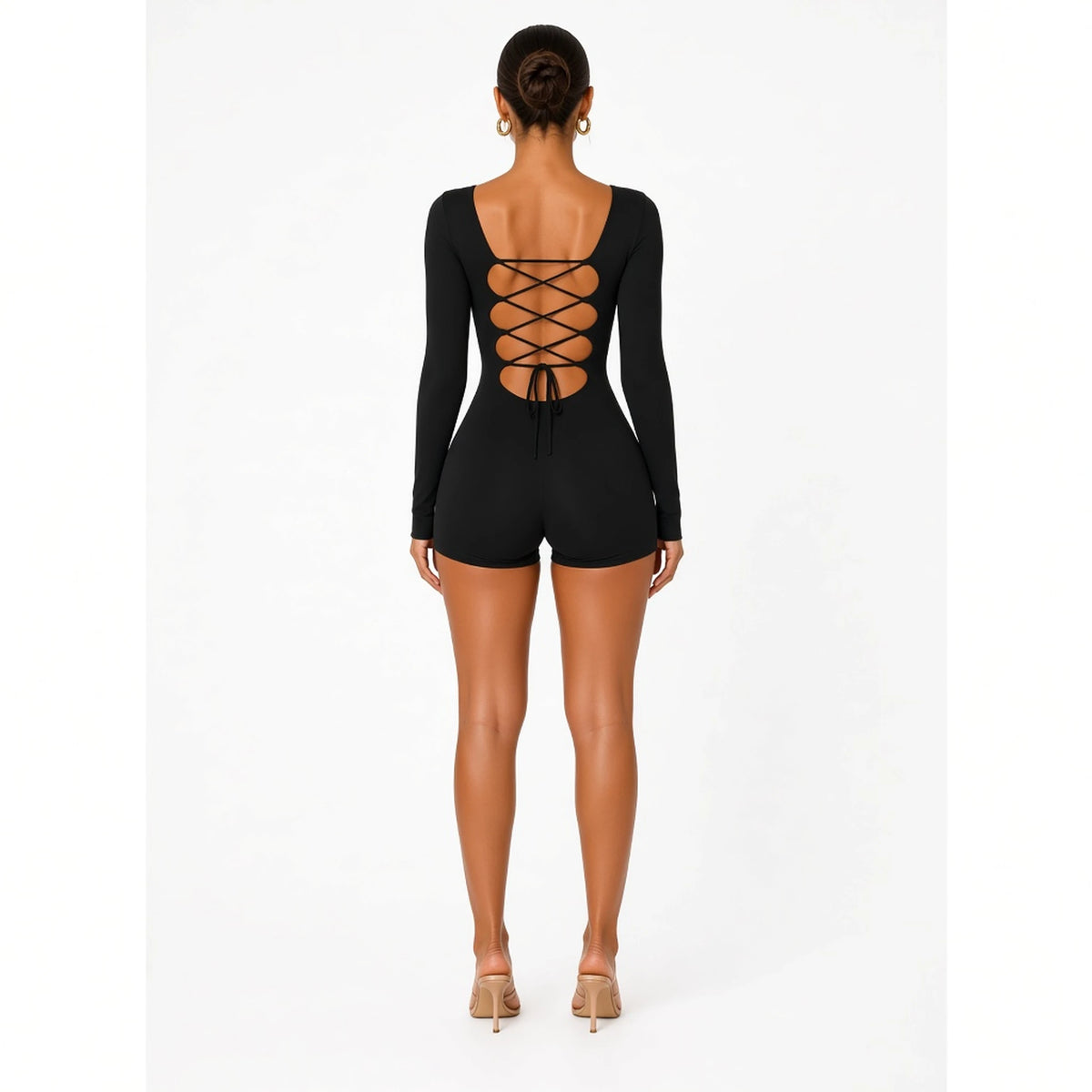Romper Backless Lace-Up — black back