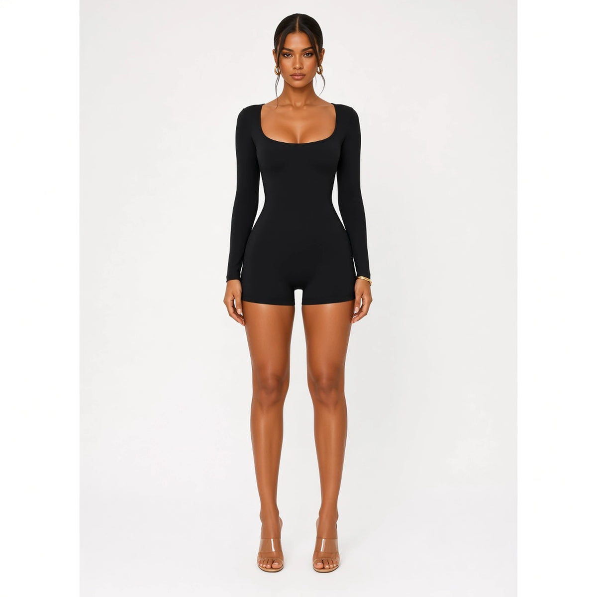 Romper Backless Lace-Up — black front