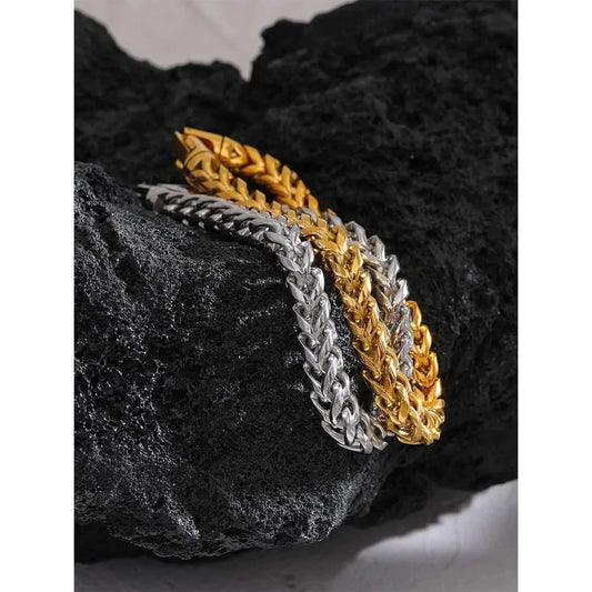 Gold and Silver Round Cuban Chain Bracelets