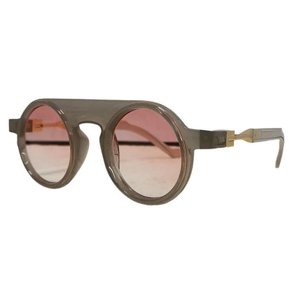 Round Frame Vintage Glasses - Pink Lens