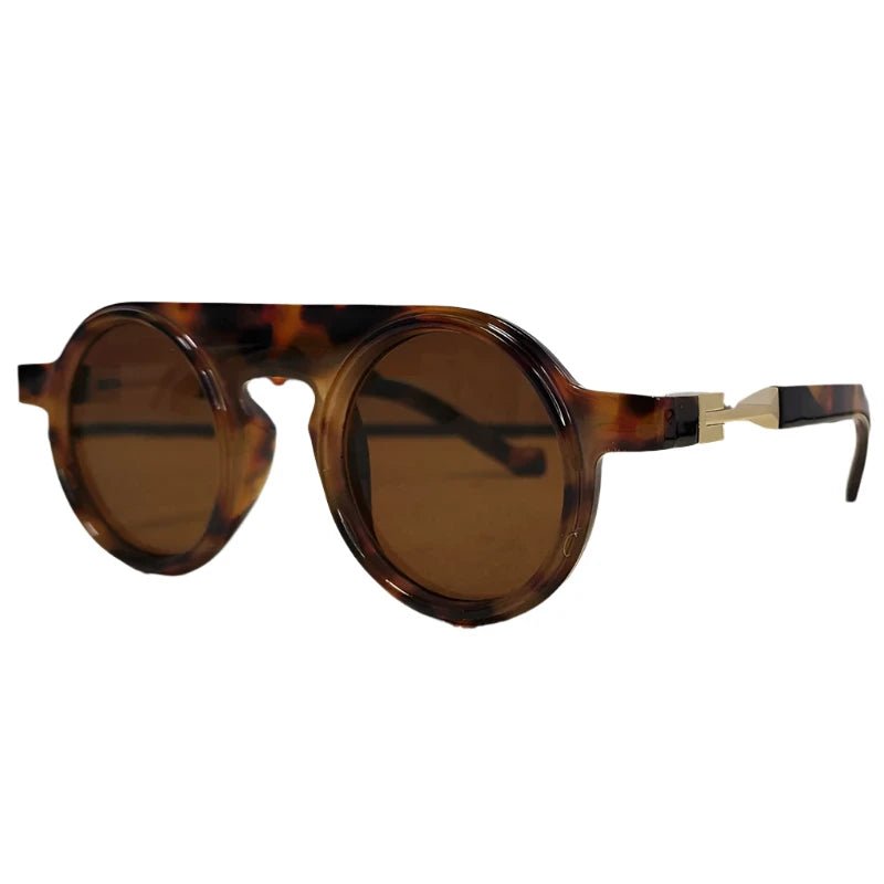 Round Frame Vintage Glasses - Brown Lens