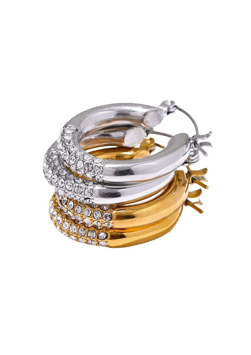 Round Zirconia Hoop Earrings