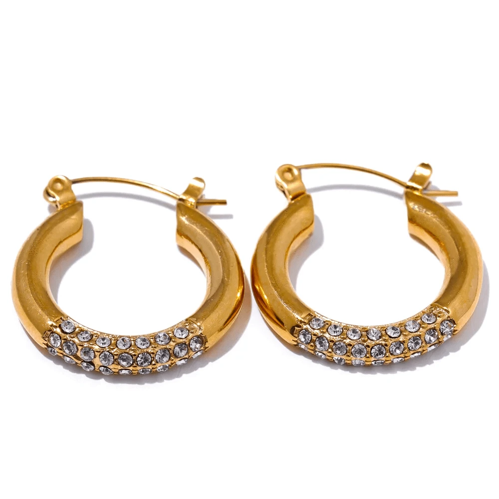 Round Zirconia Hoop Earrings