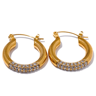 Round Zirconia Hoop Earrings