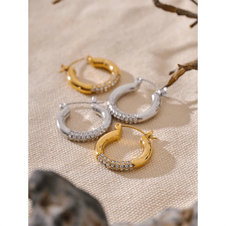 Round Zirconia Hoop Earrings