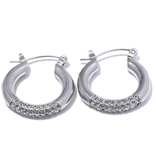 Round Zirconia Hoop Earrings