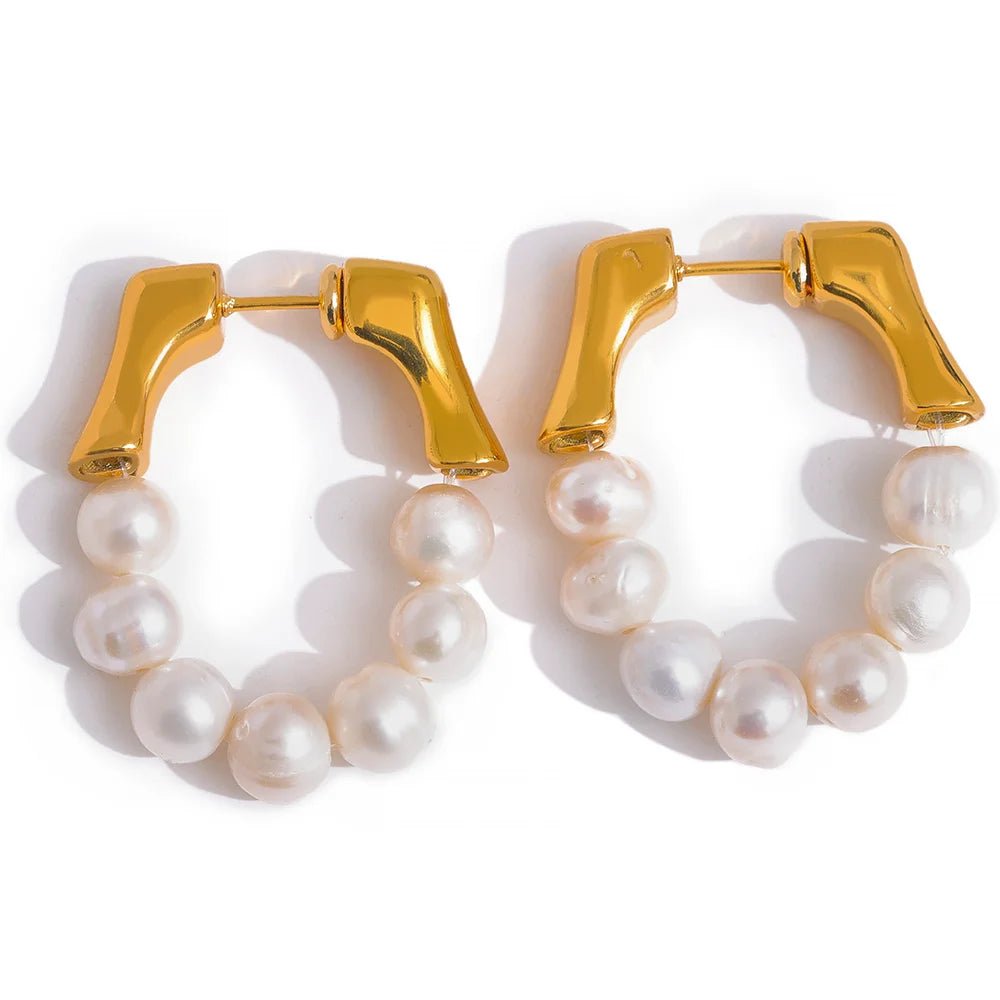 Royal Pearl Hoop Earrings