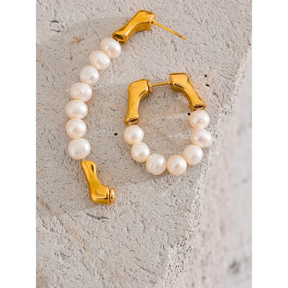 Royal Pearl Hoop Earrings