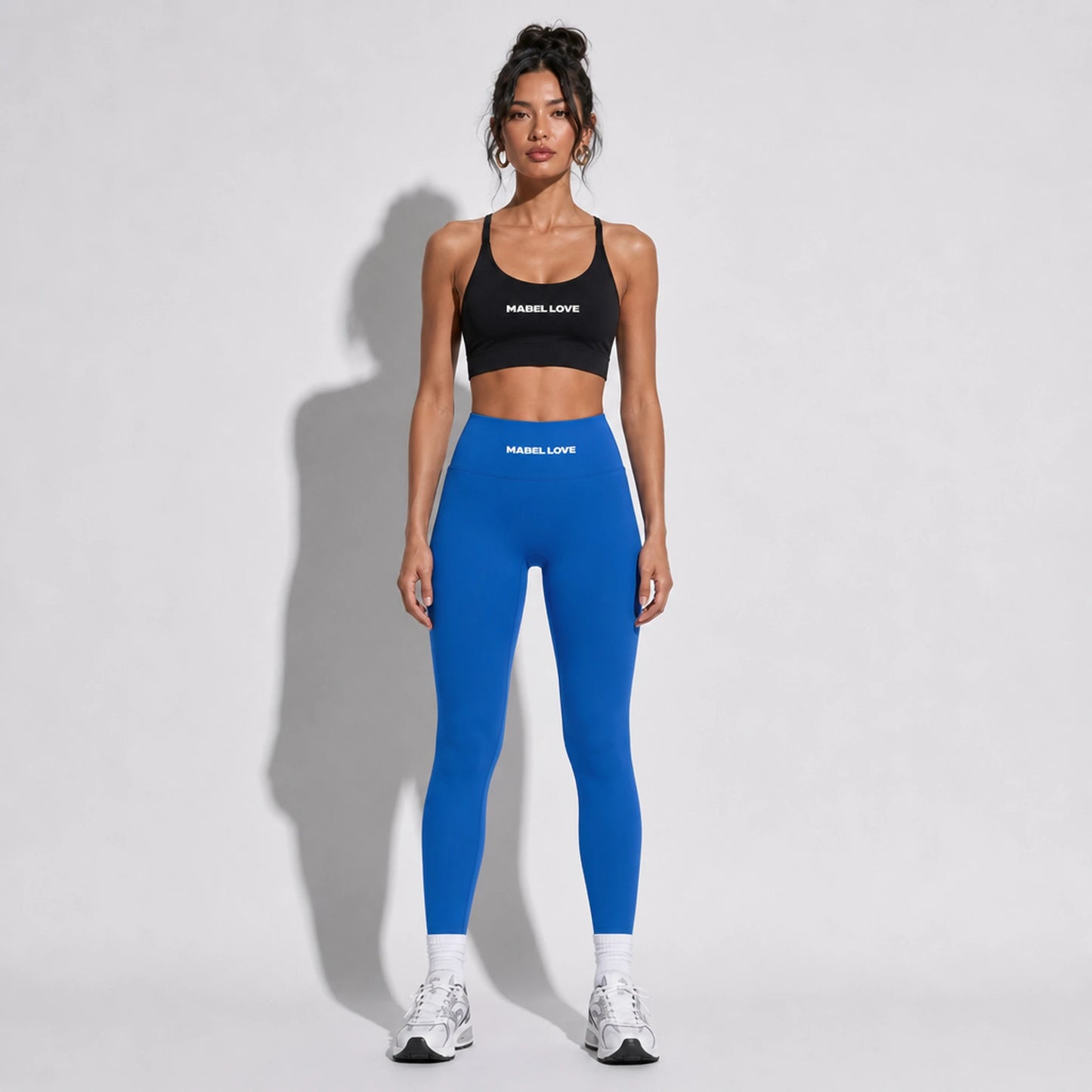 Set — Infinity bra + High-Waisted Yoga Leggings Royal Blue front on-model 2048