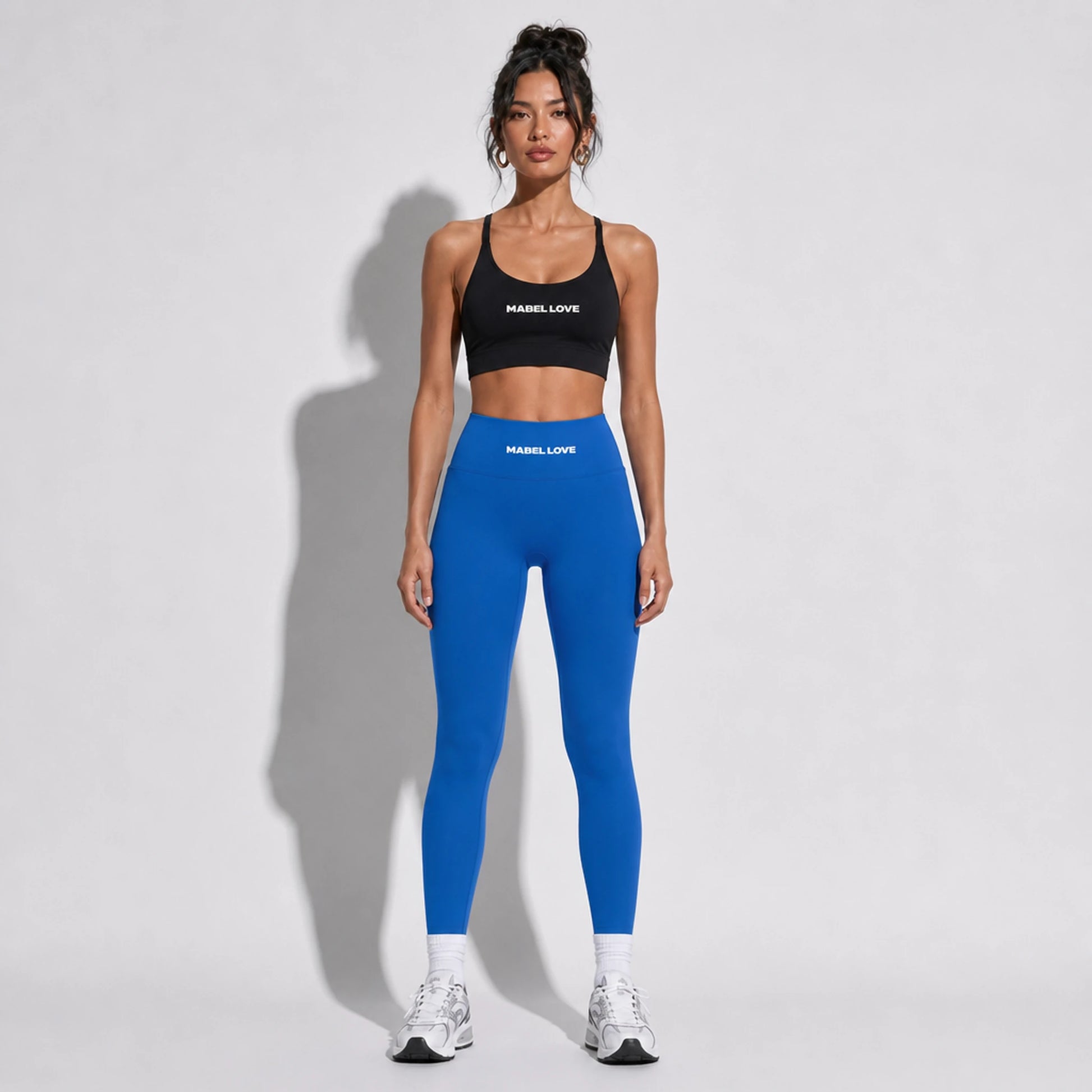 Set — Infinity bra + High-Waisted Yoga Leggings Royal Blue front on-model 2048