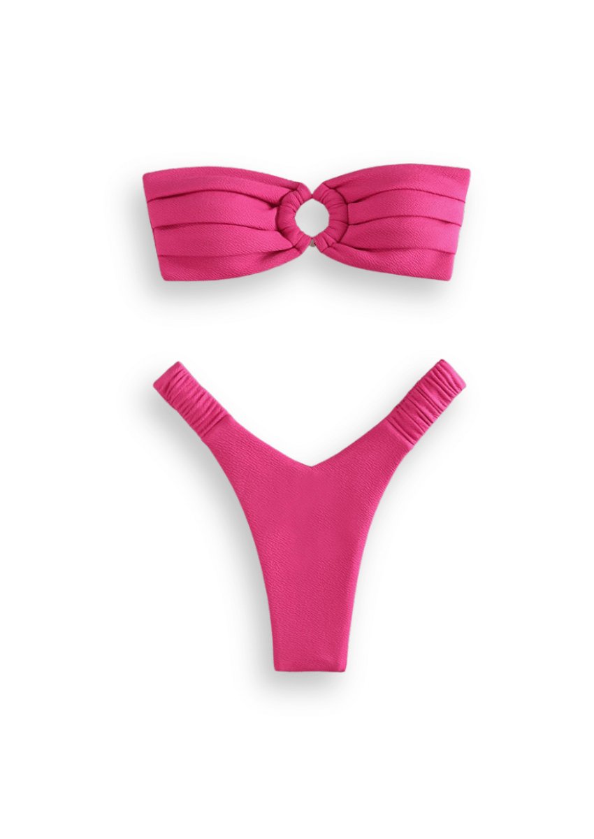 Ruched Bandeau Low Waist Bikini Set