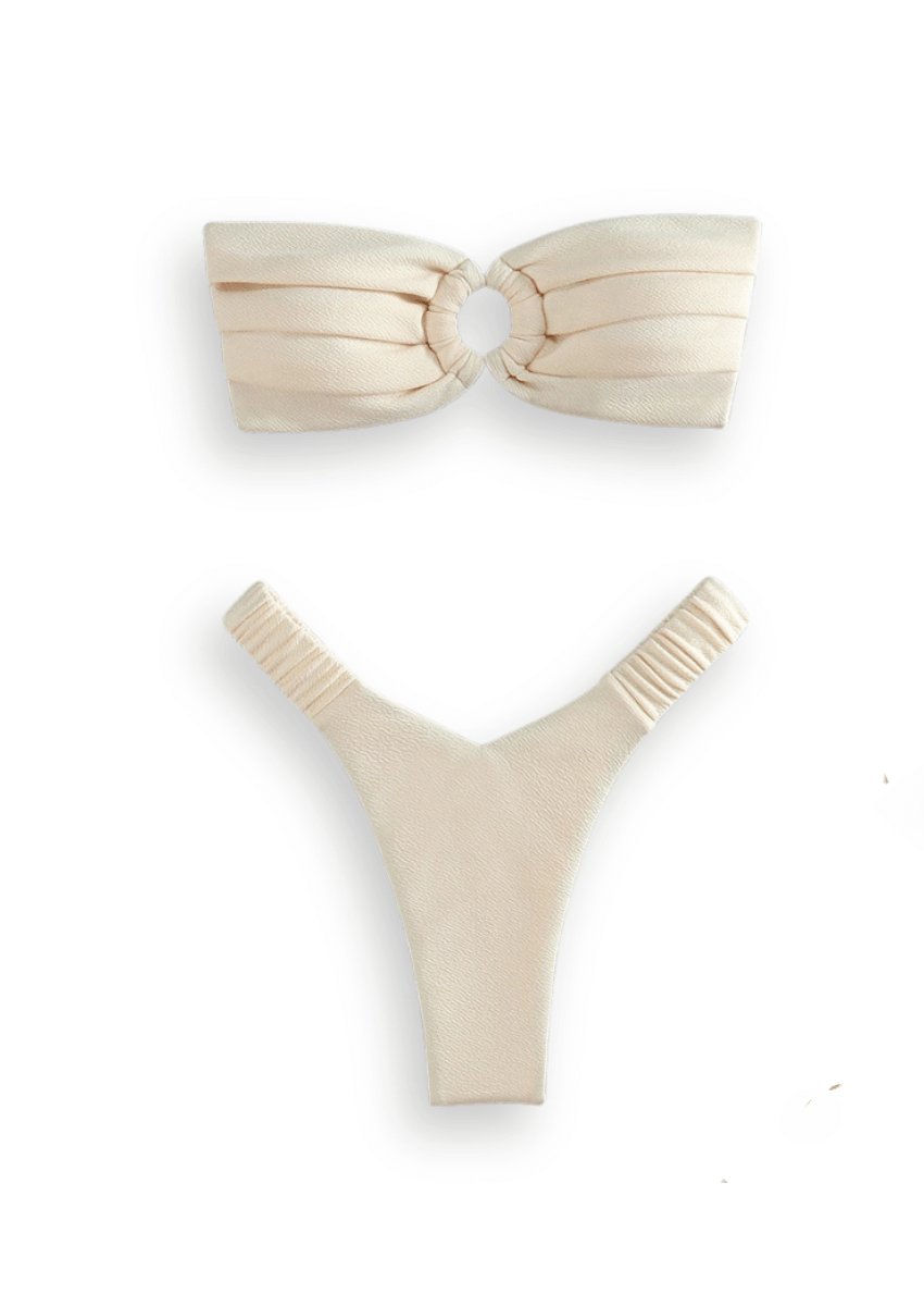 Ruched Bandeau Low Waist Bikini Set