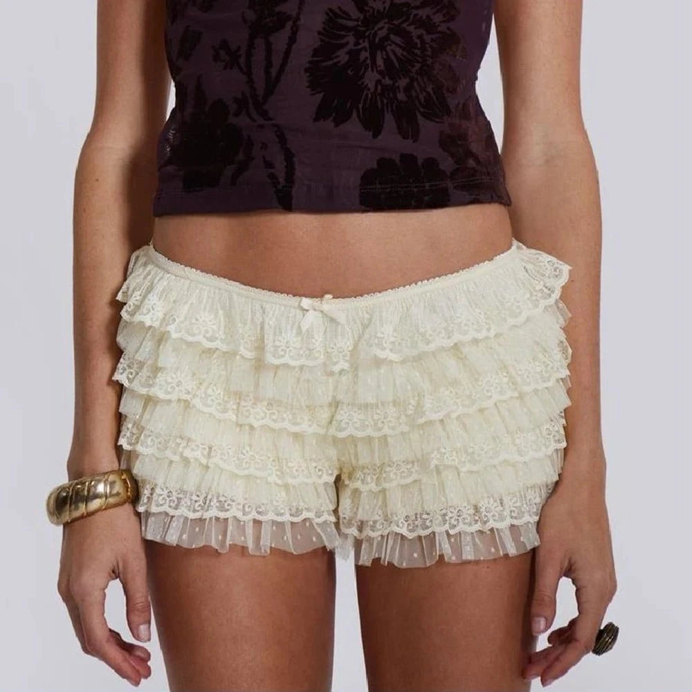 Ruffle Lace Layered Low Waist Short