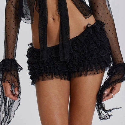 Ruffle Lace Layered Low Waist Short