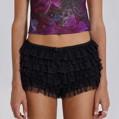 Ruffle Lace Layered Low Waist Short