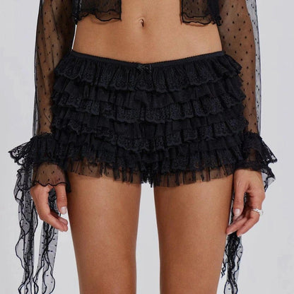 Ruffle Lace Layered Low Waist Short