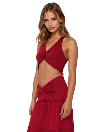 Ruffled Strapless Two - Piece Set