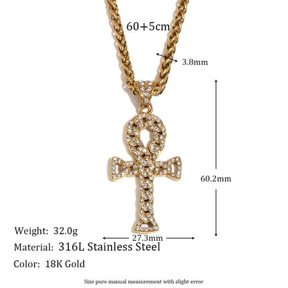 Sacred Ankh Aura Necklace - Gold (Size details)