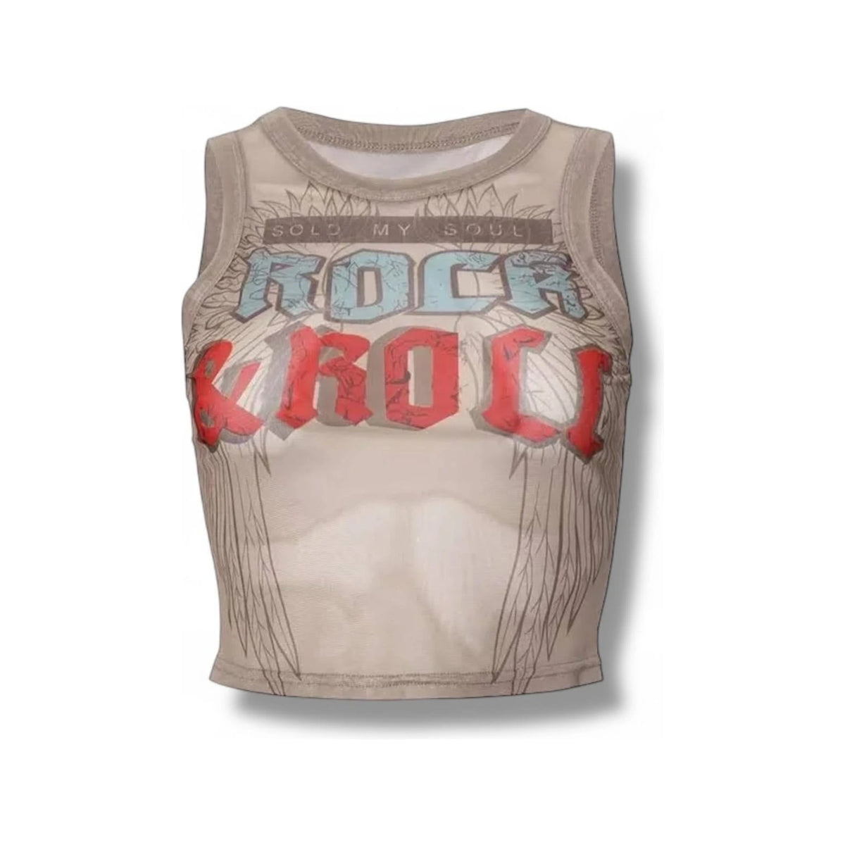 Rock & Roll Graphic Crop Top – Streetwear Trend — corrected front ghost image with standard spacing
