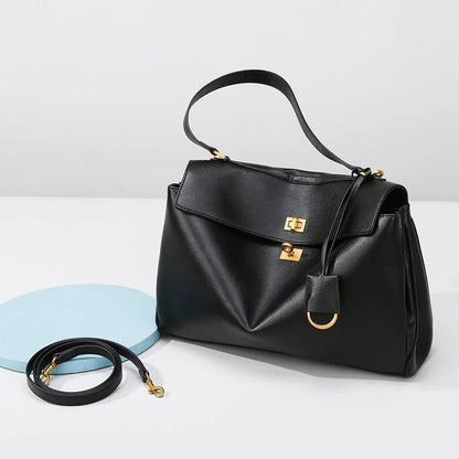 Black Satchel Handbag with detachable shoulder strap