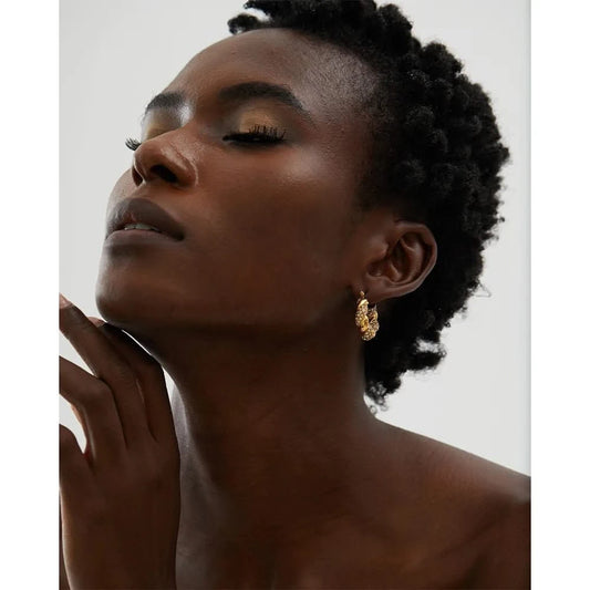 Gold Scrunchie Hoop Earrings