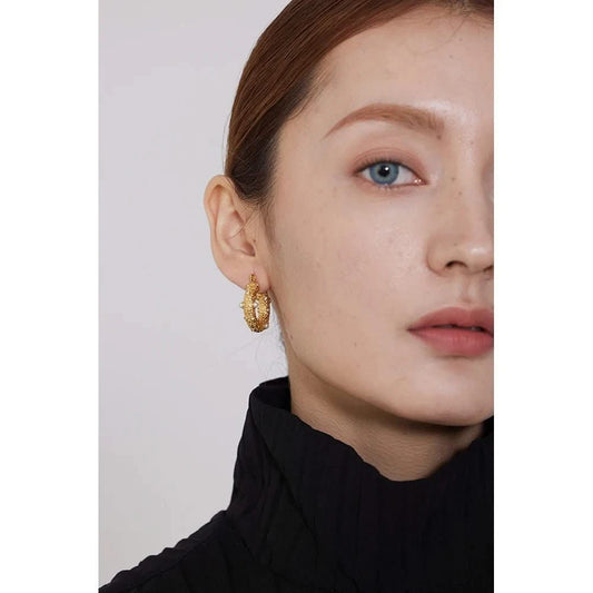 Gold Sea Sparkle Hoop Earrings