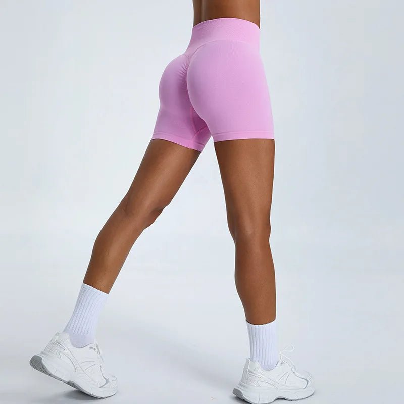 Pink Seamless High Waist Yoga Shorts