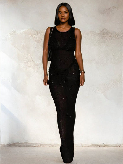 See-Through Yellow Sequin Maxi Dress | Mabel Love Co See-Through Yellow Sequin Maxi Dress | Mabel Love Co