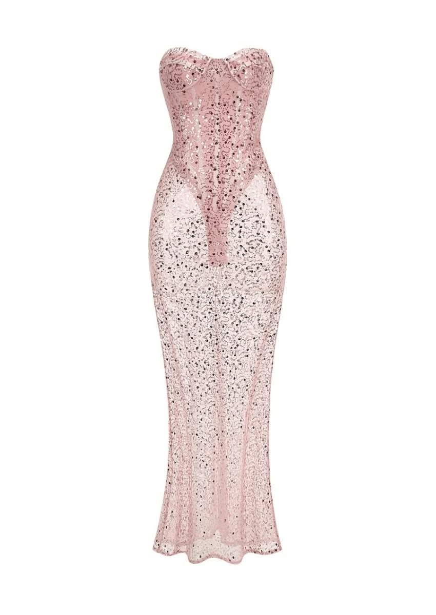 Sequined Corset Maxi Dress – Glamorous Elegance