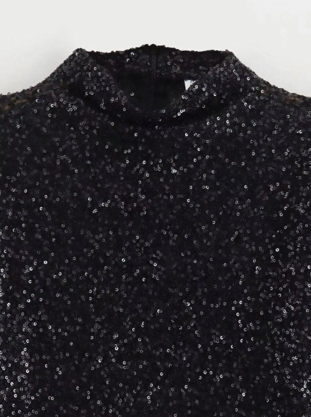 Sequined Short - Sleeved Mini Dress