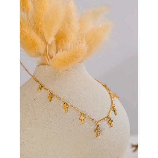 Gold Serenity Cross Links Necklace