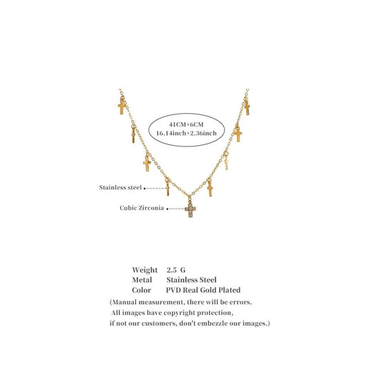 Gold Serenity Cross Links Necklace - Size Details