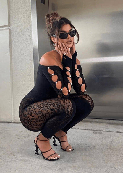 Sexy Mesh See through Jumpsuits