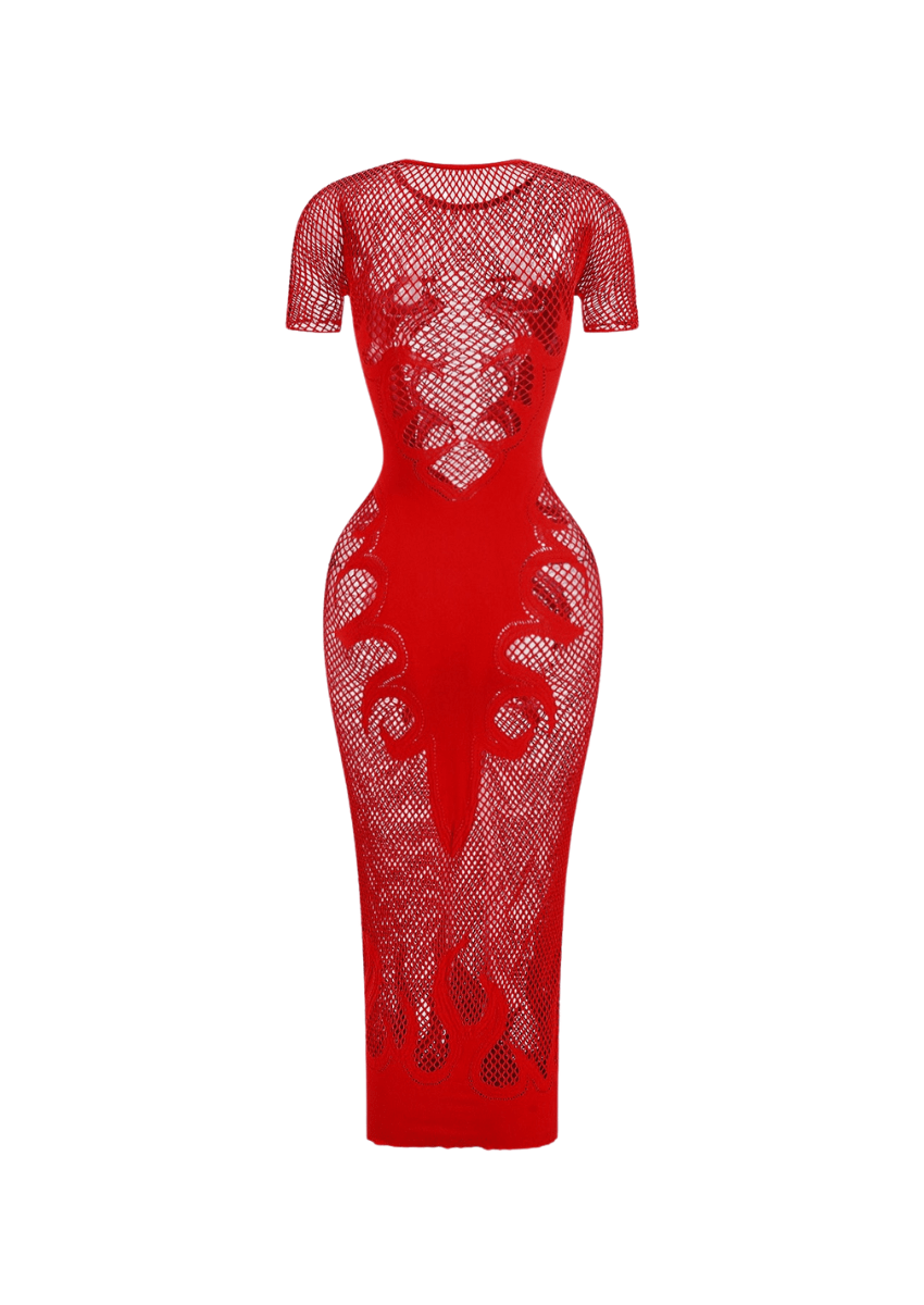 red sheer mini dress Camille Red Mesh Sheer Mini Dress Elegant & Alluring La Belle Gina Boutique