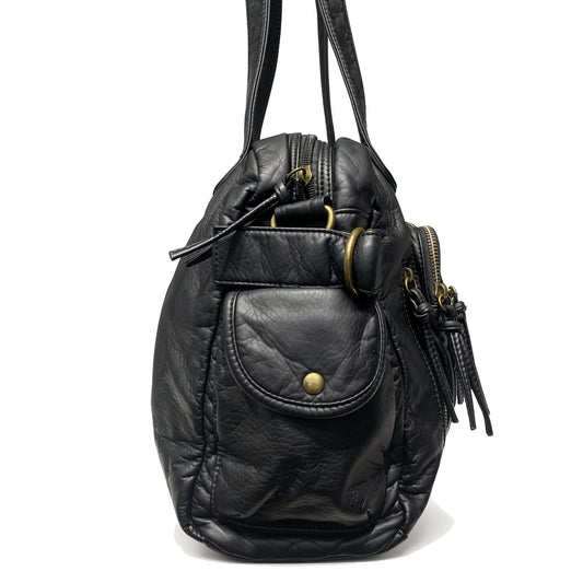 Washed Faux Leather Shoulder Bag — side