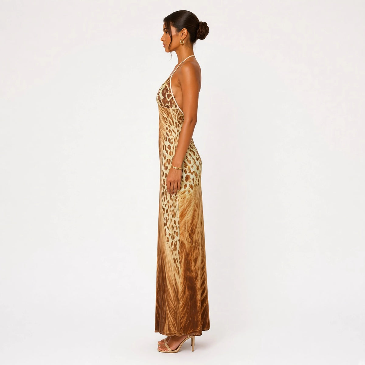 V-Neck Leopard Maxi Dress — side