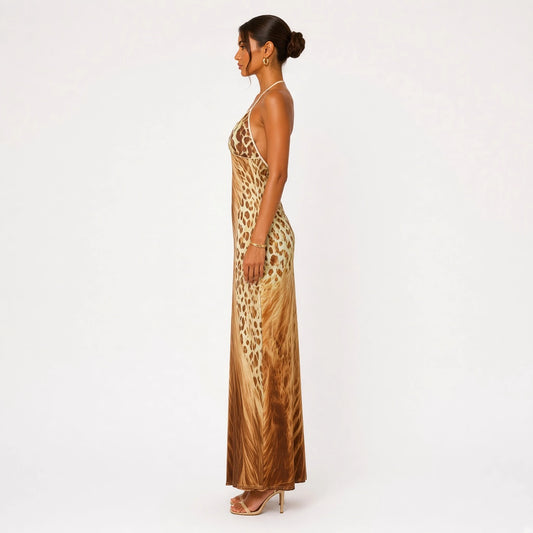 V-Neck Leopard Maxi Dress — side