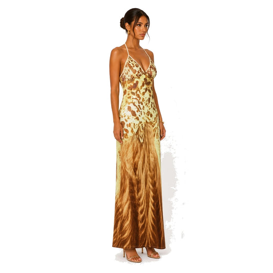 V-Neck Leopard Maxi Dress — side