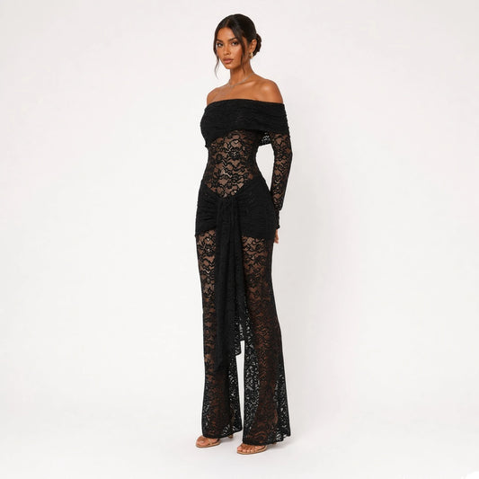 Kat Black Lace Jumpsuit — side