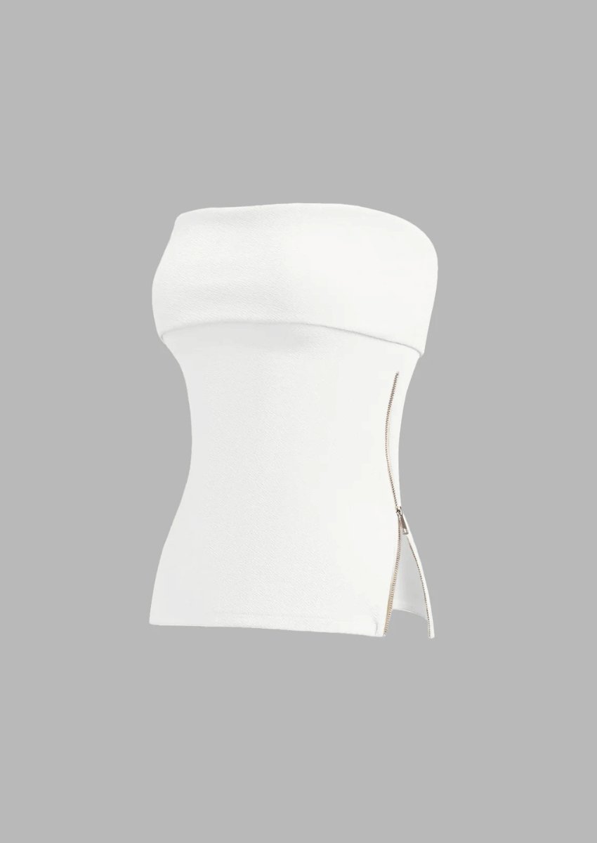 White Side Zipper Tube Tops