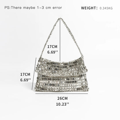 Silver Chainmail Evening Bag - Size Details