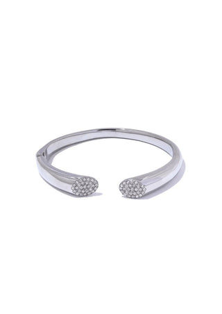 Silver Cubic Zirconia Open Bangle - Mabel Love Co - Bangle Bracelet