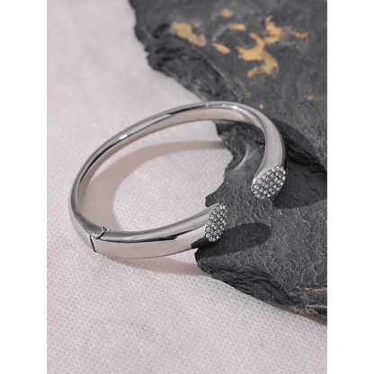 Silver Cubic Zirconia Open Bangle