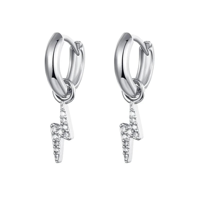 Silver Lightning Hoop Earrings